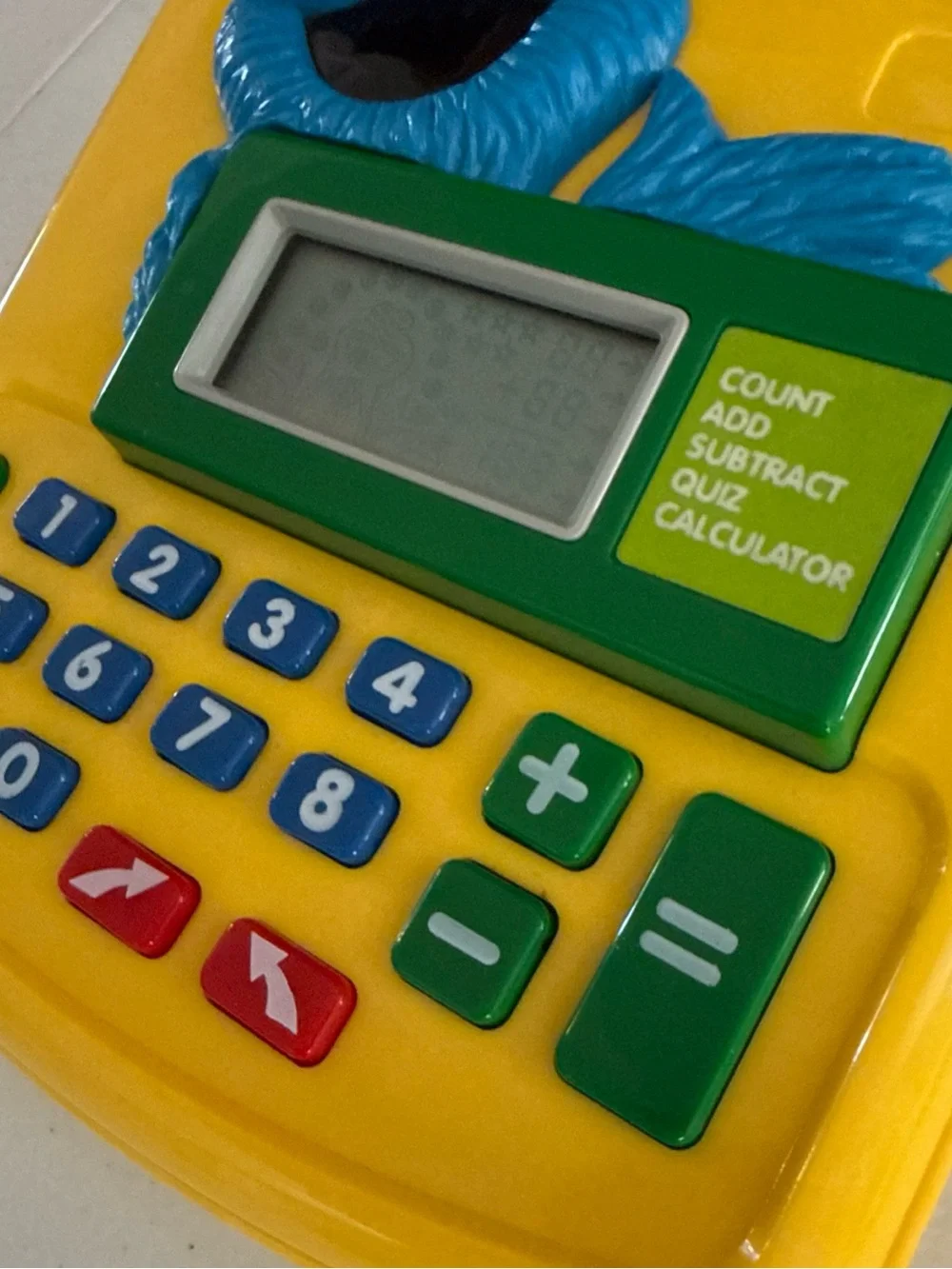 Fisher-Price Yellow Kids Calculator Toy with Blue Cookie Character